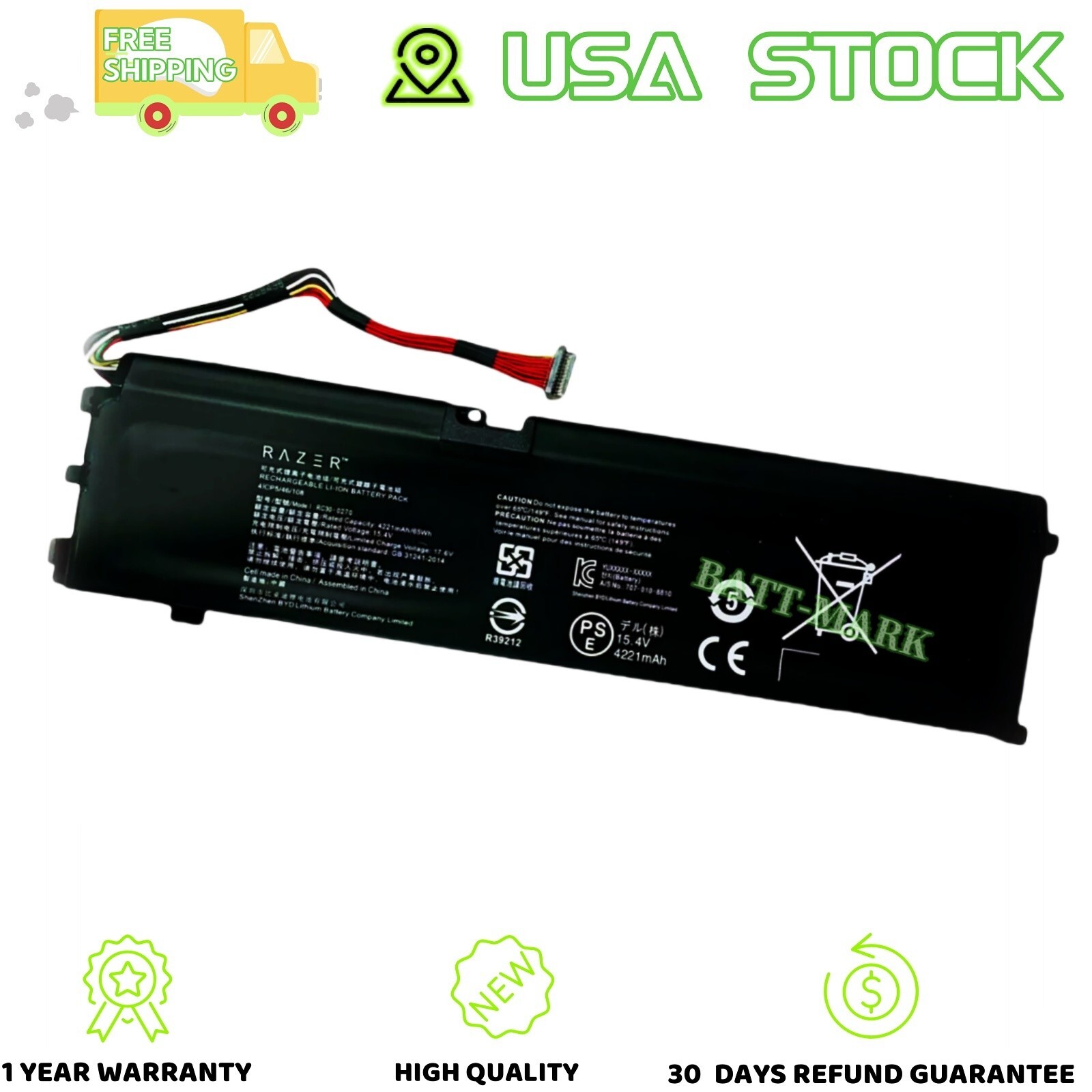 Genuine RC30-0270 Battery For RAZER Hazel Blade 15 Base Stealth 2018 RZ09-03009