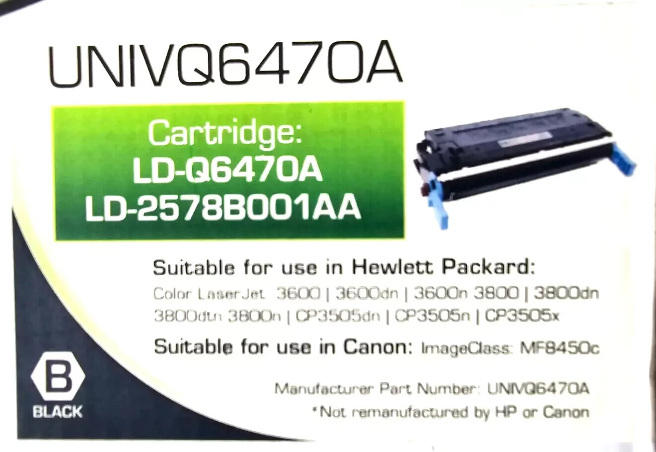 LD  Toner Cartridge for HP LD-Q6470A (501A) Black (LD-2578B001AA)