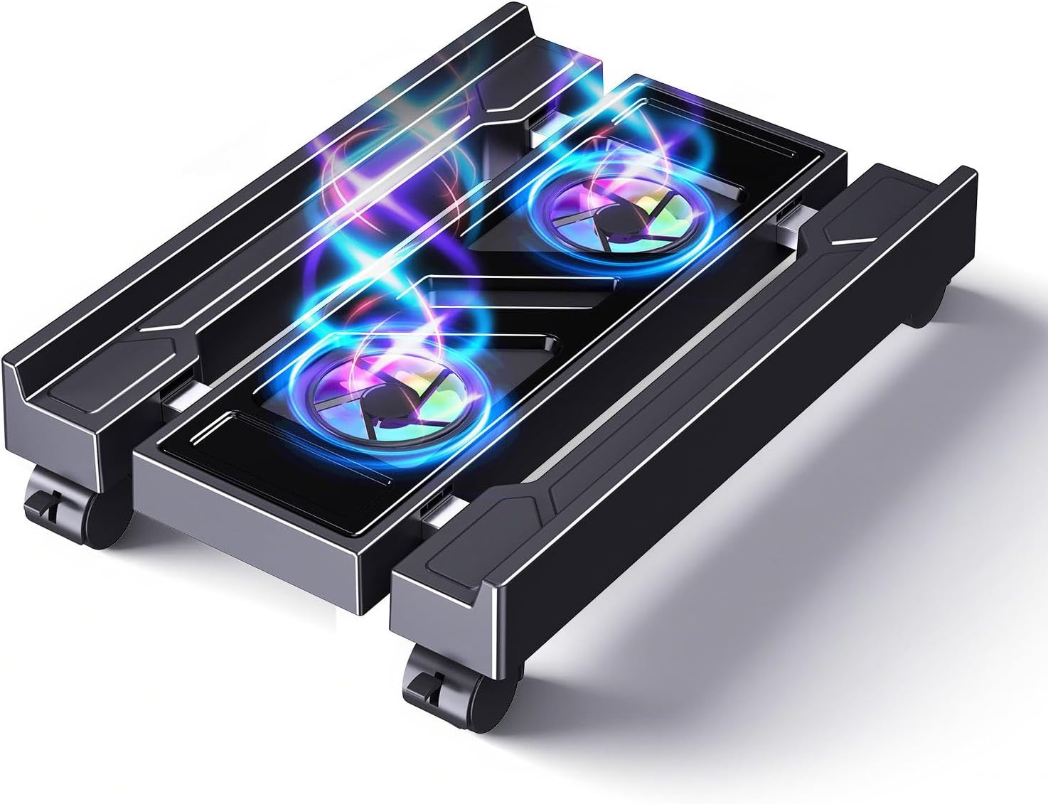 Computer Tower Stand with Dual Cooling Fans, Fits Most PC | Adjustable PC Stand