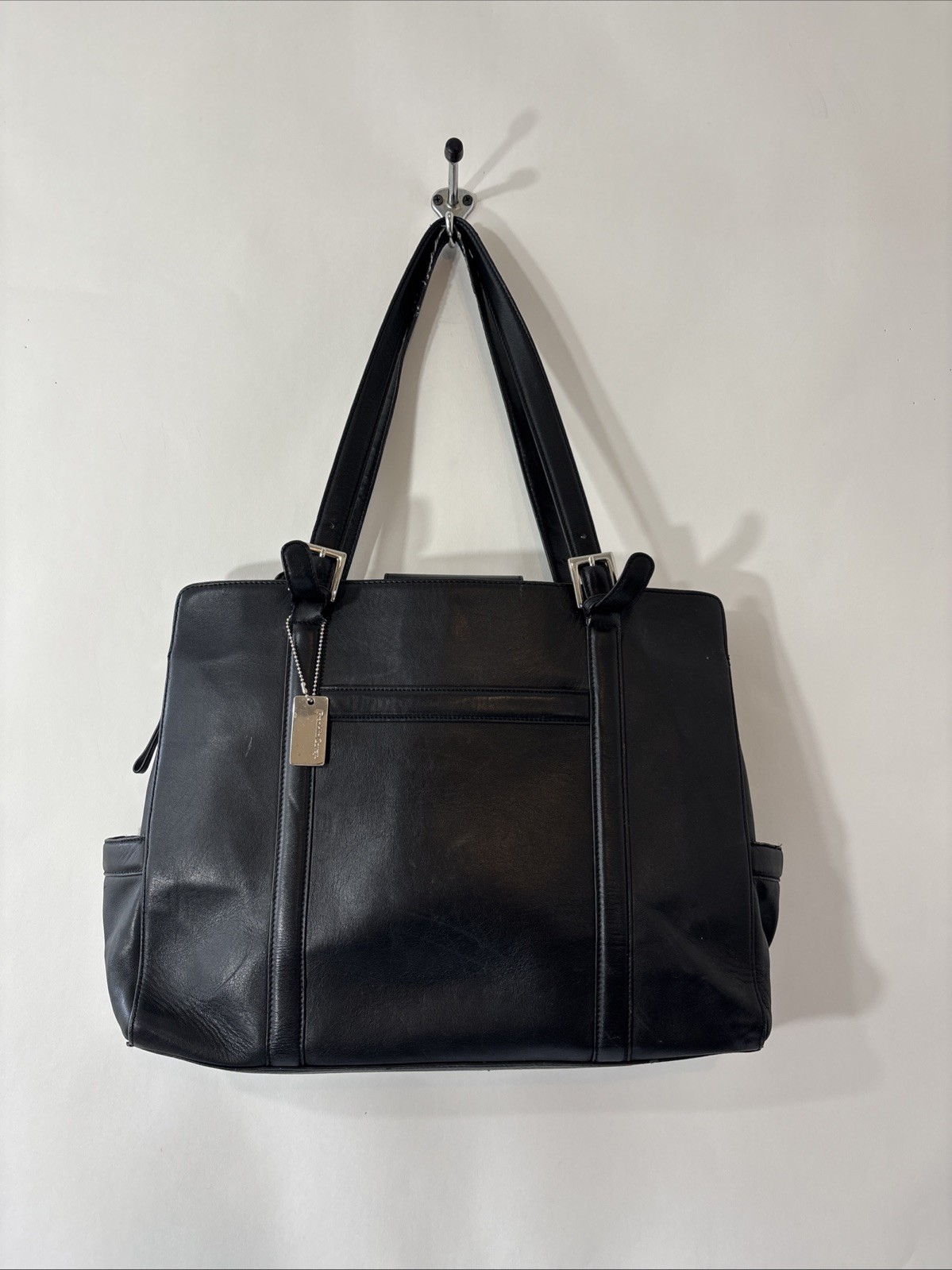 Vintage Franklin Covey Black Leather Laptop Tote Bag Briefcase