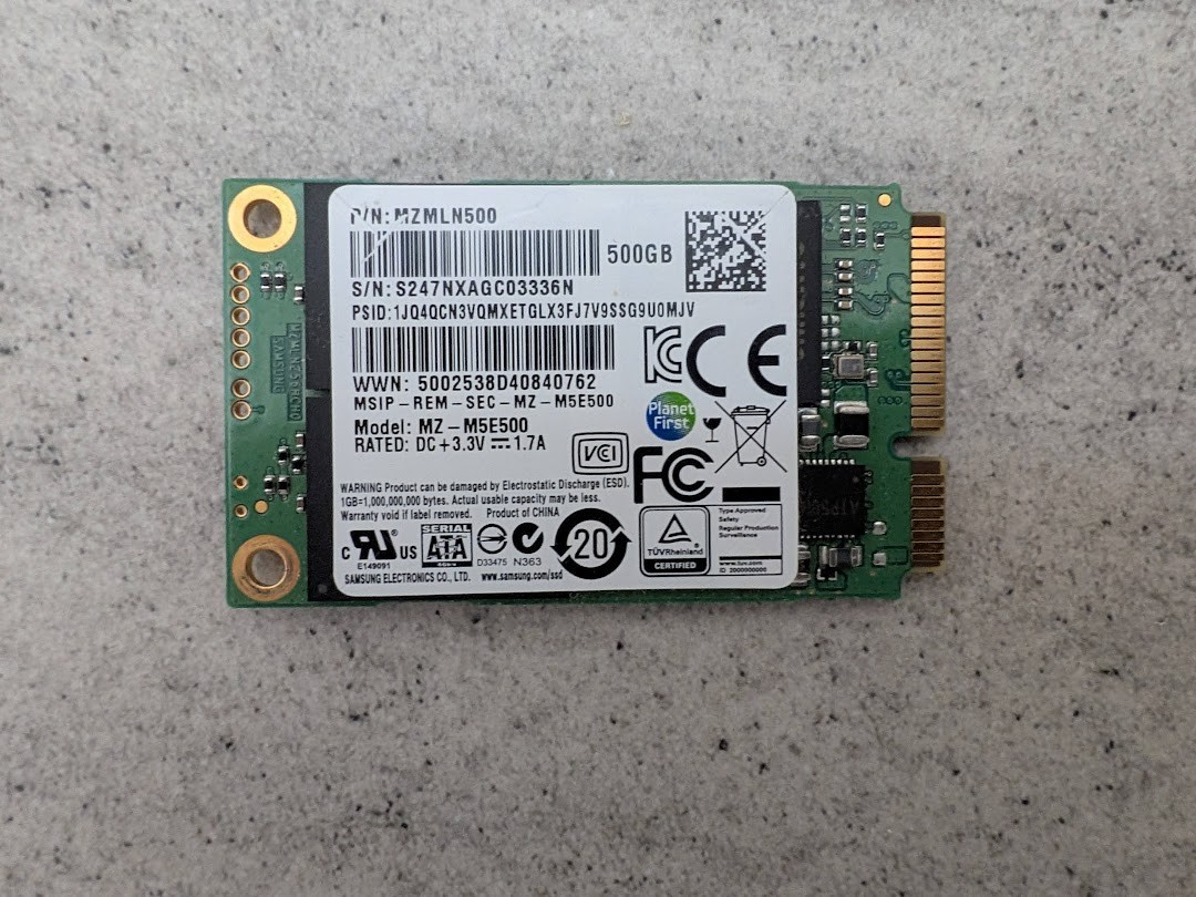 Samsung 850 EVO mSATA 500GB V-NAND SSD (MZ-M5E500) 6Gb/s 1.8"