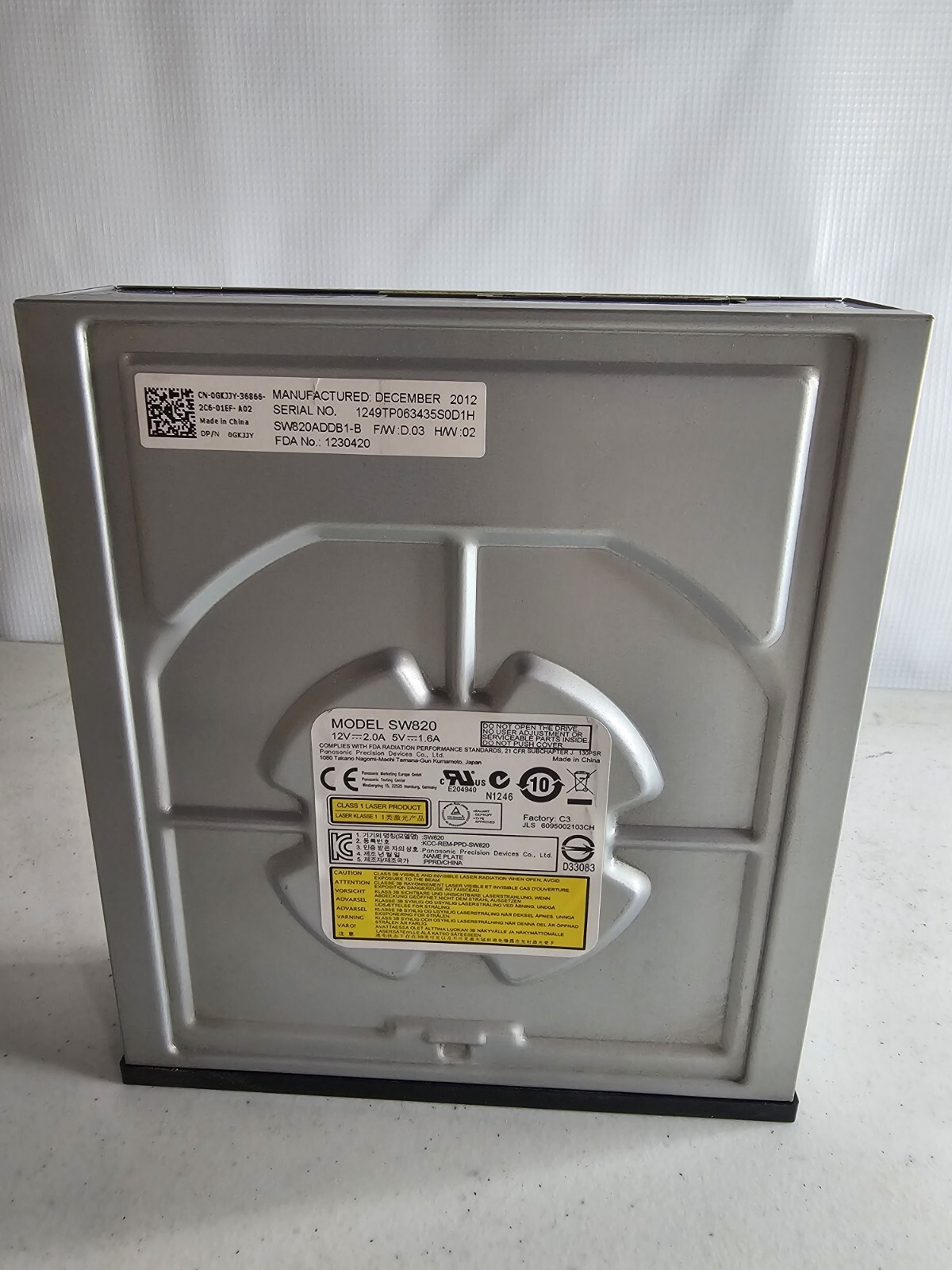 Dell GKJJY Black Bezel SATA H/H DVD DL Recorder Drive | 0GKJJY Model SW820