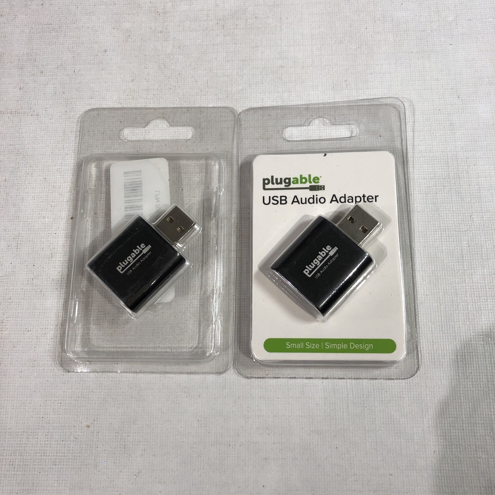 Lot of 2 Plugable USB Audio Adapter W/ 3.5mm Speaker-Headphone & Microphone Jack