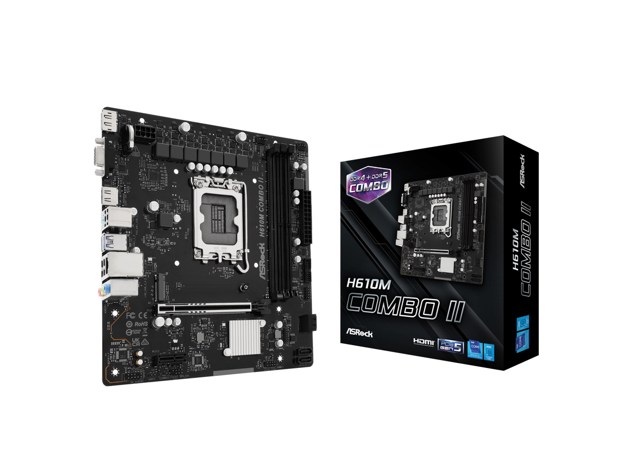 ASRock H610M COMBO II LGA 1700 Intel H610 Micro ATX Motherboard