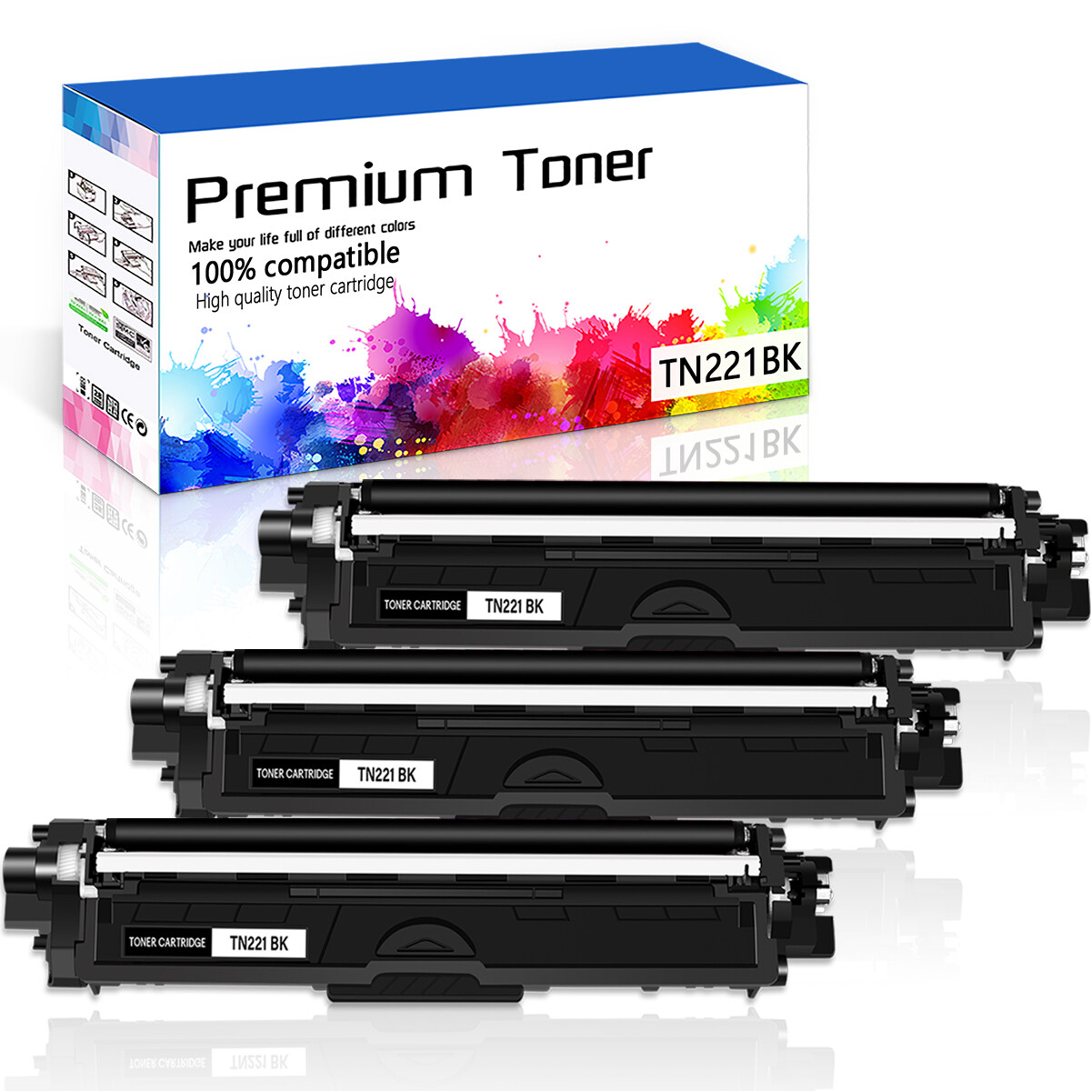 3 PACK TN221 Black Toner Cartridge for Brother HL-3170CDW MFC-9130CW MFC-9340CDW