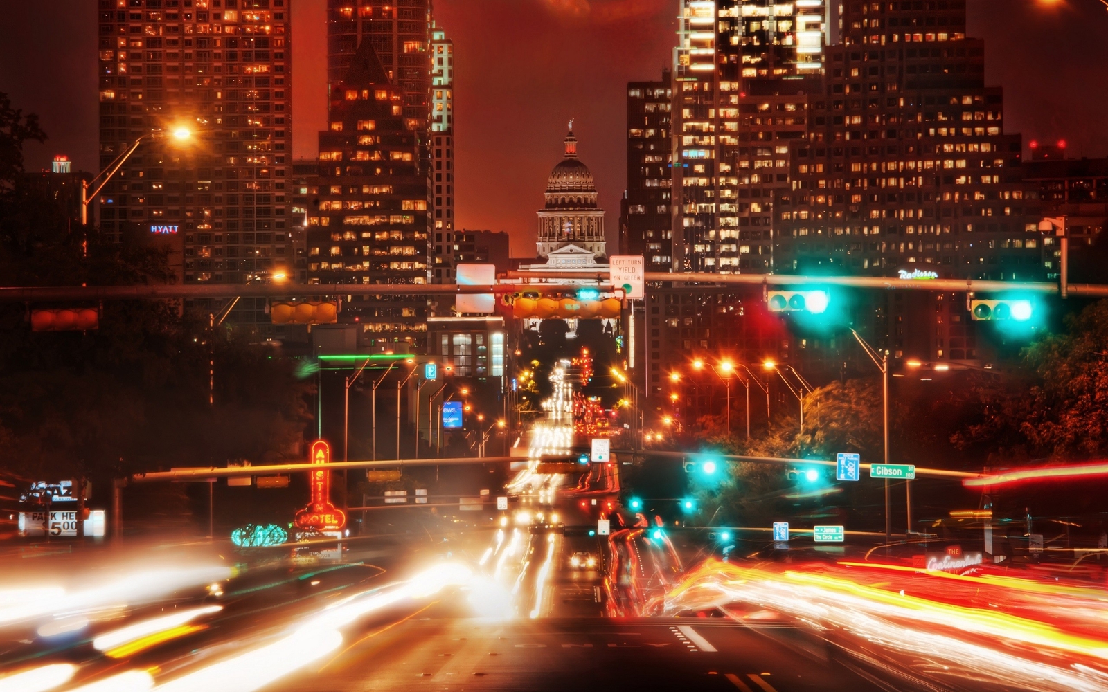 Landscape photography urban city cityscape lights night Custom Gaming Mat Desk