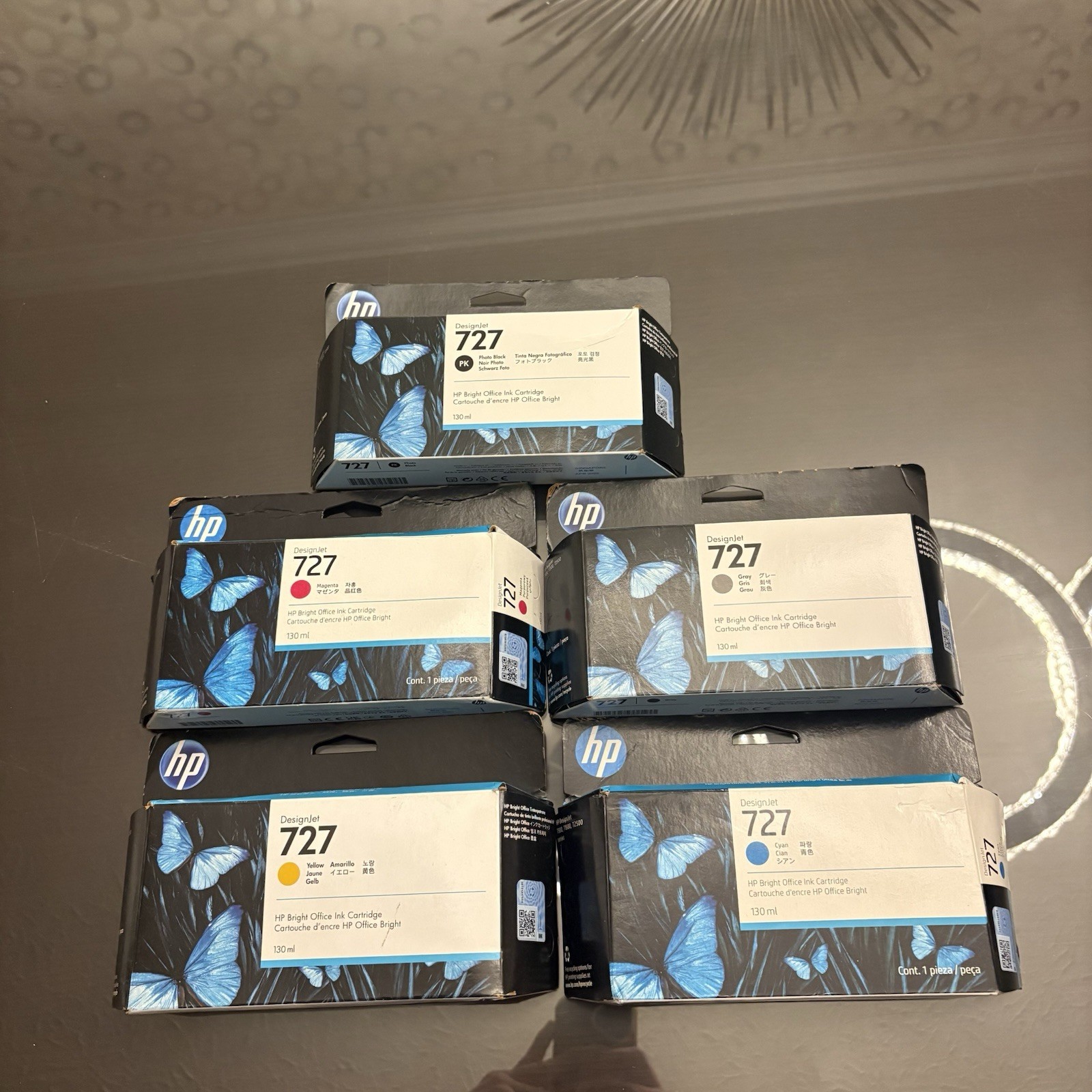 SEALED Lot of 5 Genuine HP 727 Ink B3P19A B3P20A B3P21A B3P23A B3P24A 2024-2025