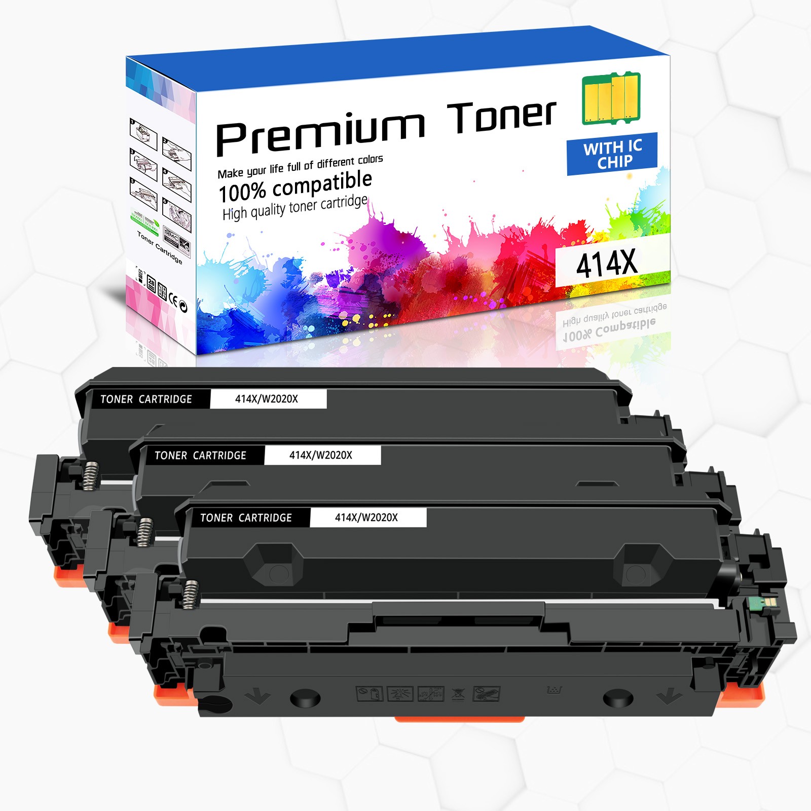 3PK BK Toner Cartridge Compatible for HP 414X LaserJet Pro M479 M454 M454M 454dw