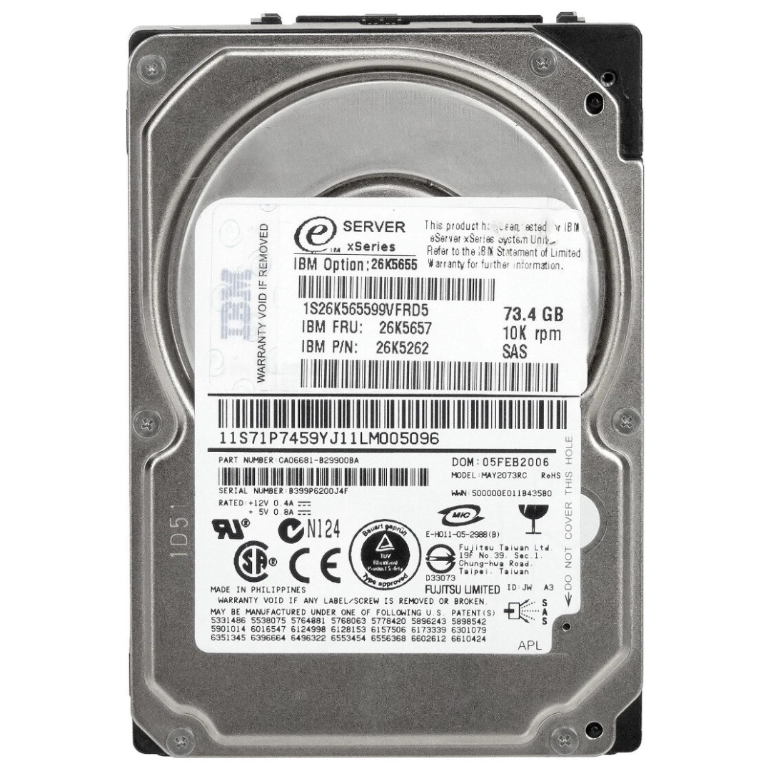 IBM 73GB 10K SAS 3Gb/s 2.5" SFF HDD 26K5657 MAY2073RC