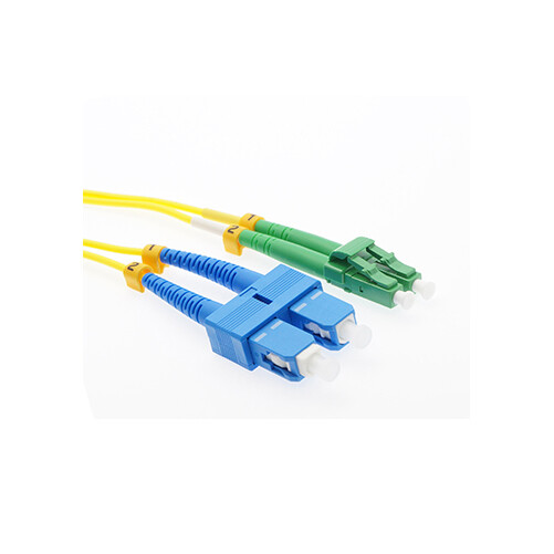 5 PACK LOT 2m LC(APC)-SC(UPC) Duplex 9/125 OS2 Singlemode Fiber Yellow OFNR 6FT