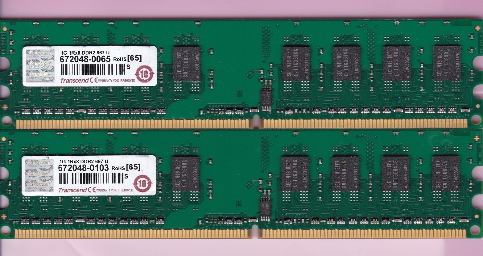 2GB 2x1GB PC2 5300 1G 1Rx8 DDR2 667 U TRANSCEND SAMSUNG DESKTOP RAM MEMORY KIT