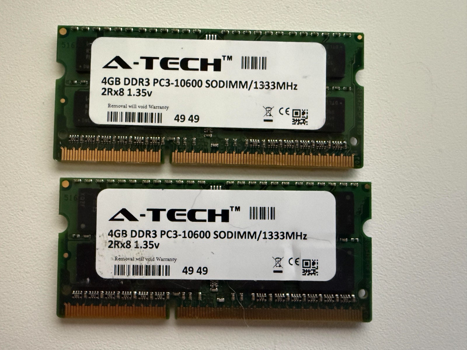 Qty 2 A-Tech 4GB (1 x 4GB) PC3-10600 (DDR3-1333) Memory (EB3-SP00053)