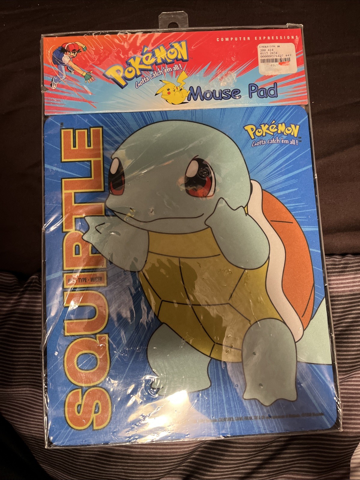 Vintage Pokemon 1999 Official Nintendo Squirtle Mouse Pad New In Factory Wrap