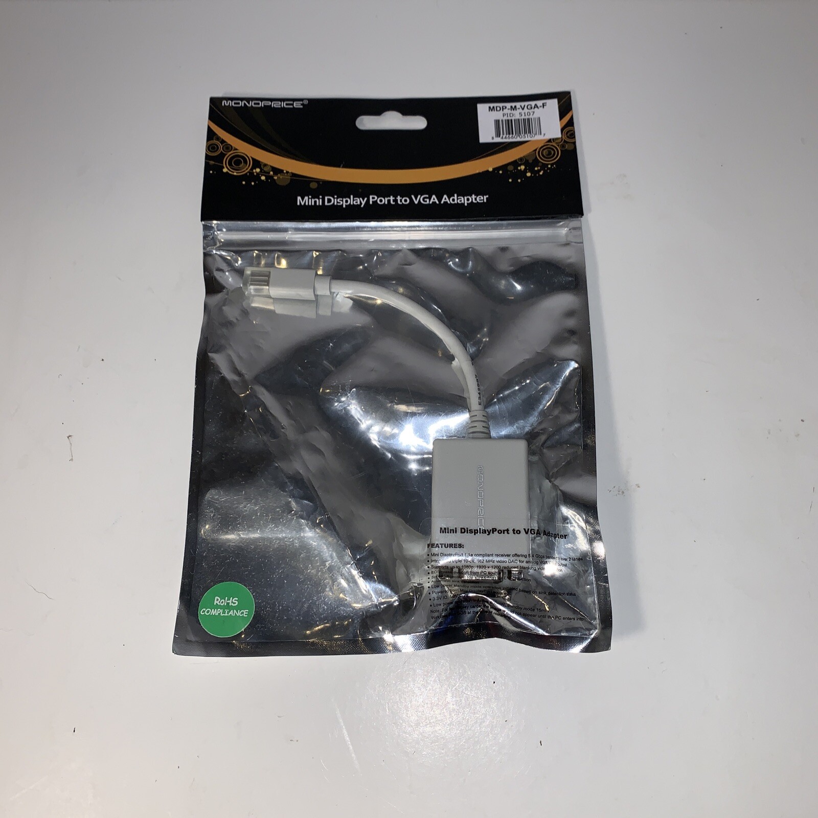 MonoPrice - Mini Display Port to VGA Adapter - MDP-M-VGA-F (White) DisplayPort