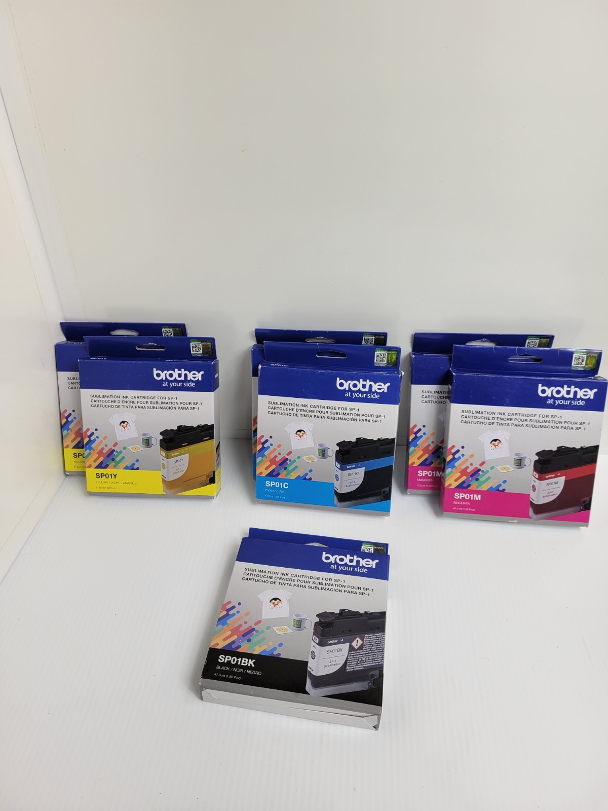 Best Before 10.25 LOT Of 7 BROTHER - SP01BK, SP01M, SP01Y, SP01C Ink Cartridges,