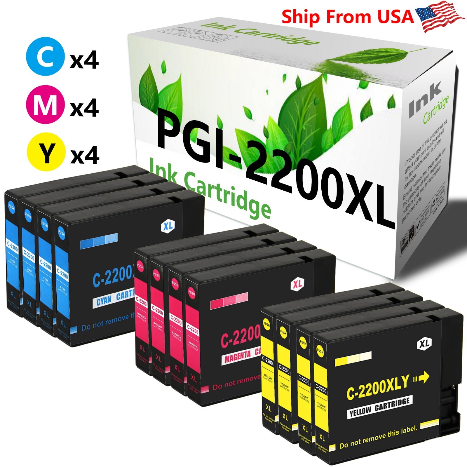 12PK PGI-2200 PGI2200 Color Ink Cartridge 2200XL fit for MB5120 iB4020 Printer