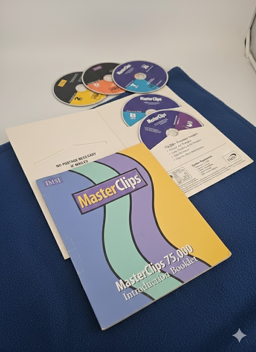 Vintage IMSI MasterClips 75,000 Clip Art Collection 4 CD-ROM Set & Booklet PC