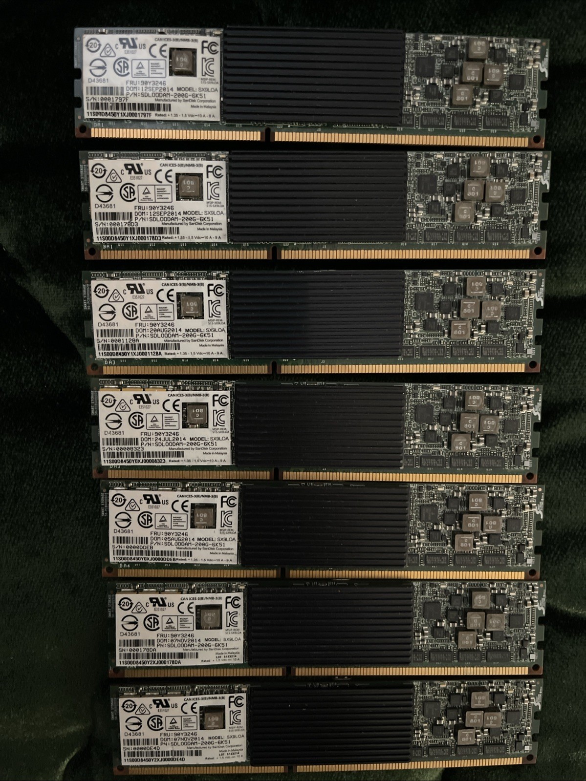 Lot 7 IBM LENOVO EXFLASH 200GB DDR3 SSD DIMM 90Y3246 SX9LOA SDL00DAM-200G