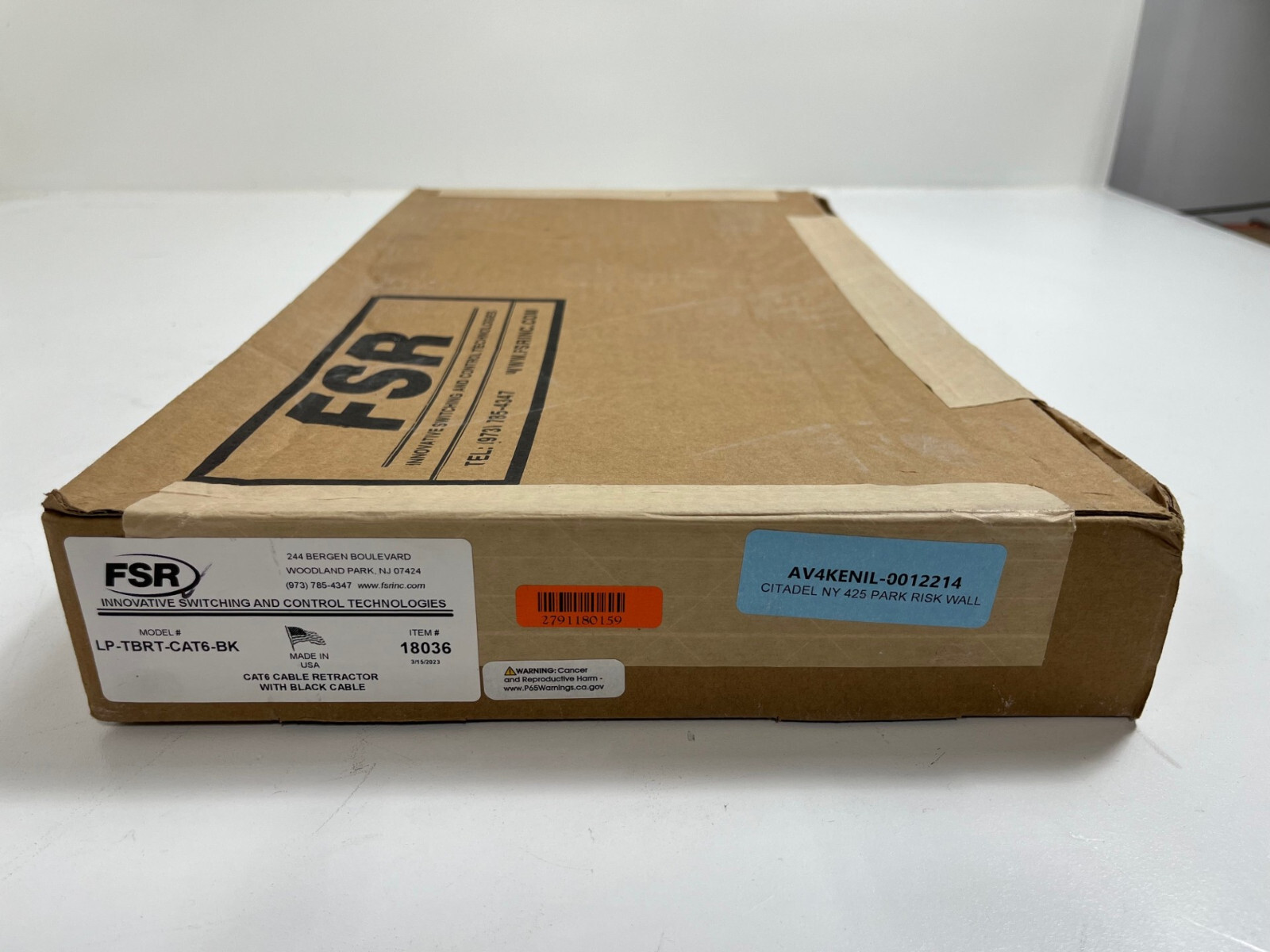 FSR LP-TBRT-CAT6-BK Low Profile Cable Retractor - Black - NEW