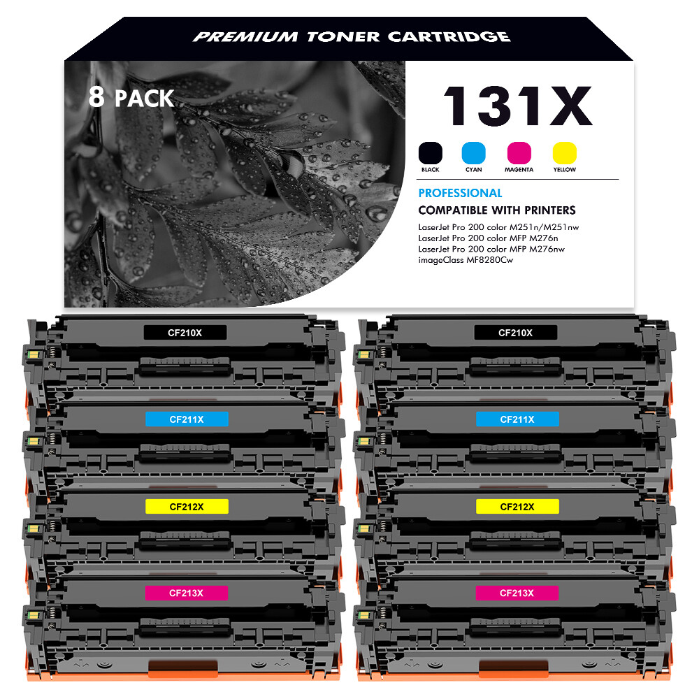 8PK Toner Compatible With HP 131X CF210X 131A LaserJet Pro M276nw M251n M251nw