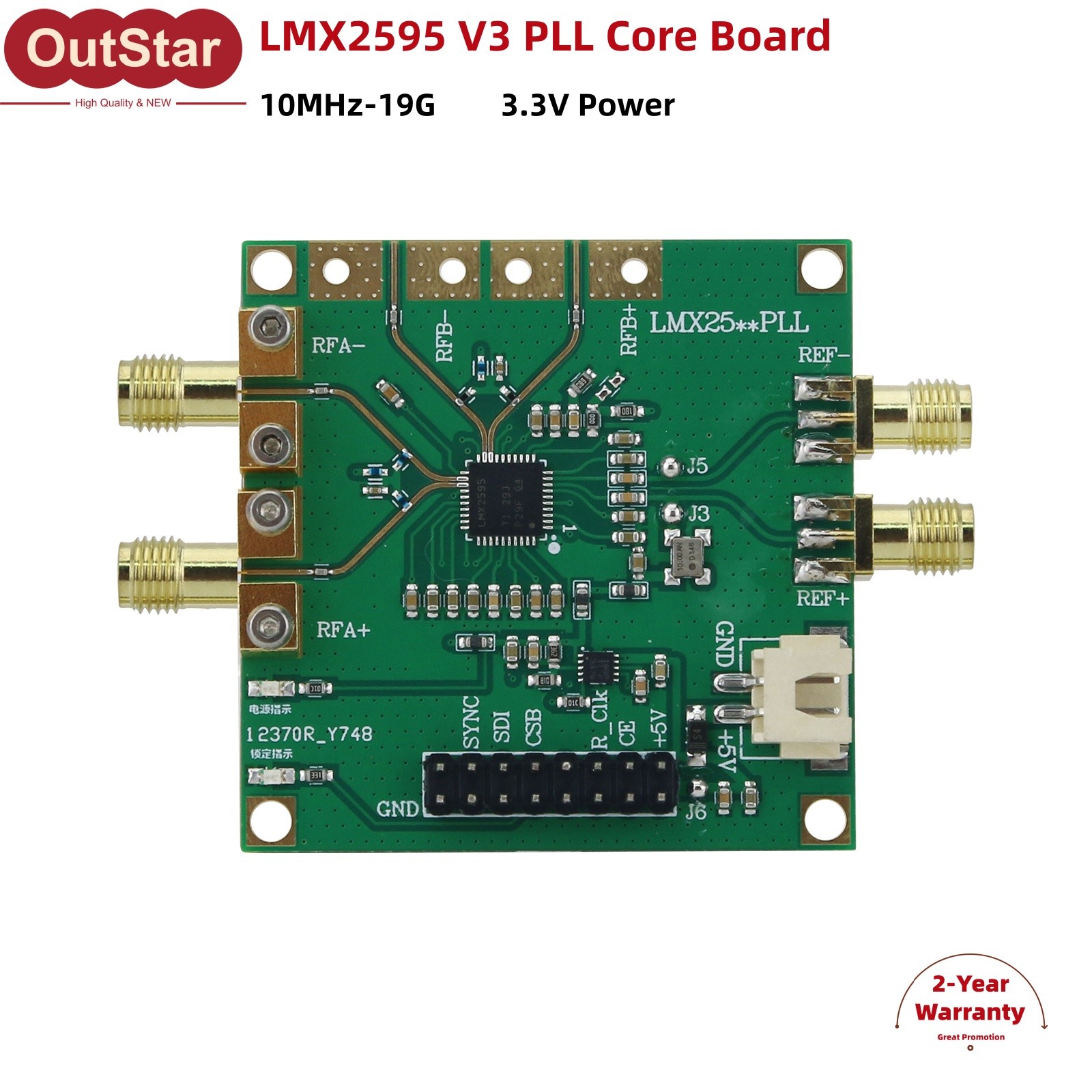 LMX2595 V3 PLL Core Board 10MHz-19GHz Phase Locked Loop with SMA Connector