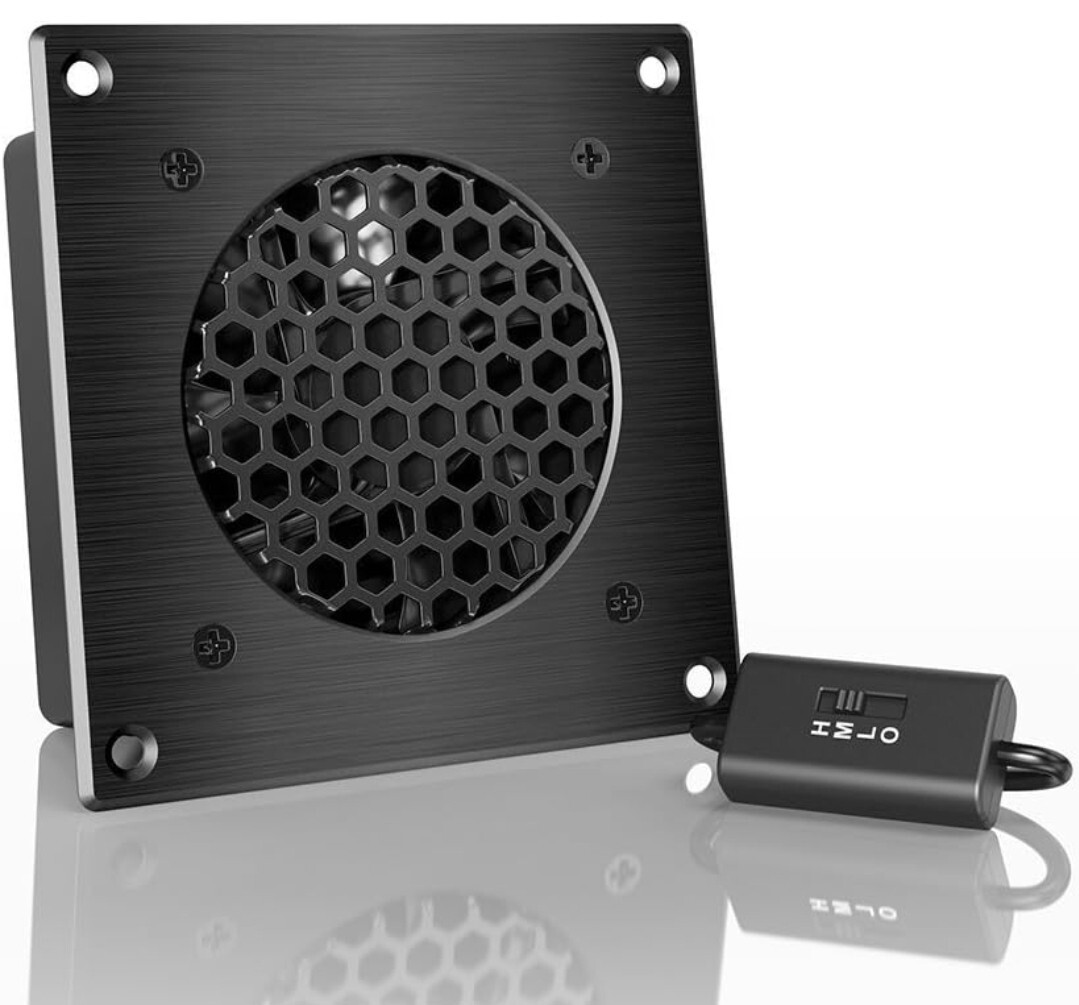 AIRPLATE S1, Quiet Cabinet Fan 4" for Home Theater AV Amplifier Media Cooling