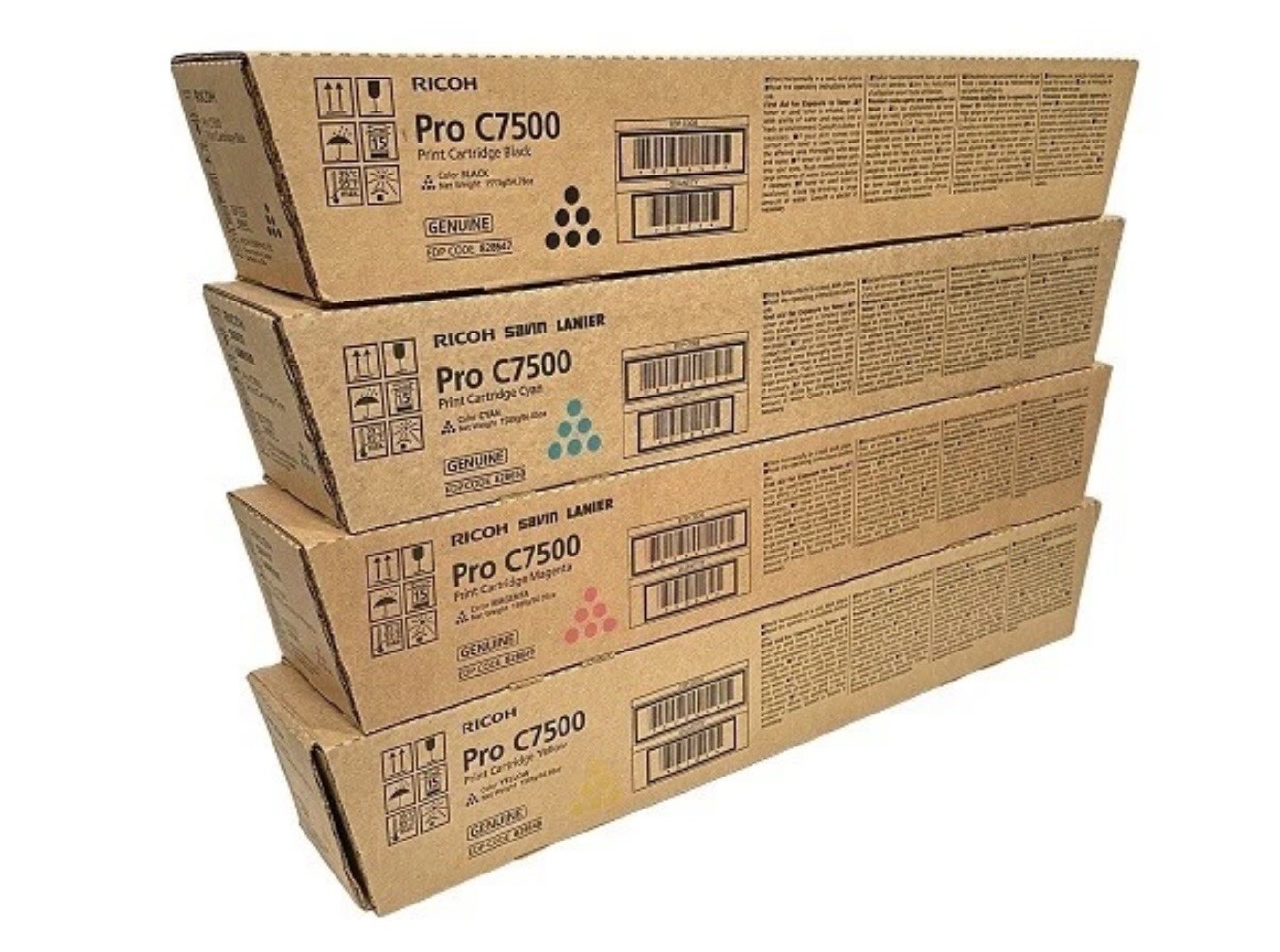 Genuine Ricoh Pro C7500 CMYK Toners Set 828647 / 828648 / 828649 / 828650 