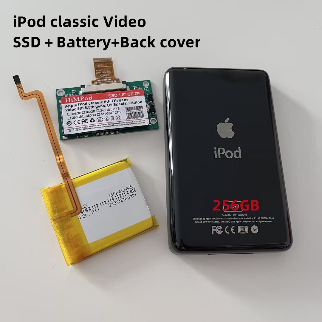 Black 256GB ZIF/CE For ipod classic video Replace MK3008GAH MK8010GAH MK1634GAL