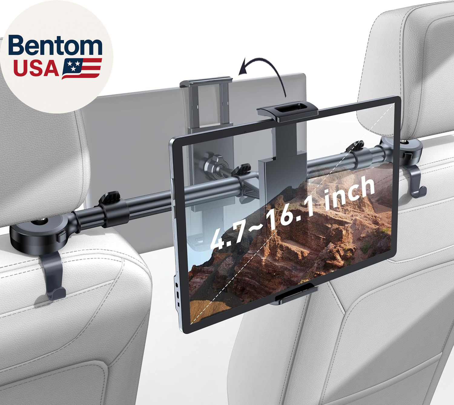 Car Headrest Tablet Holder for Ipad: [Front & Rear Flip Mount] Adjustable Back S