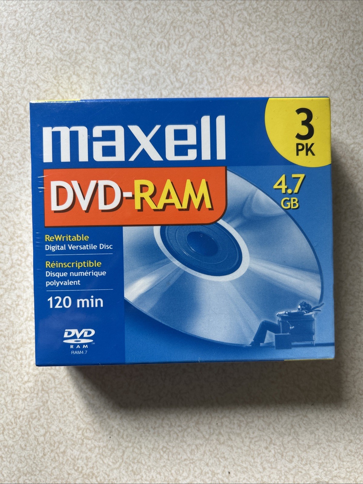 Maxell DVD-RAM Data-Video Disc Rewritable 4.7GB 2 Hours 3 Pack Sealed New