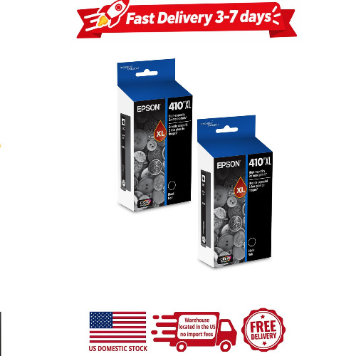 2 pack epson 410xl, black ink cartridge, high capacity
