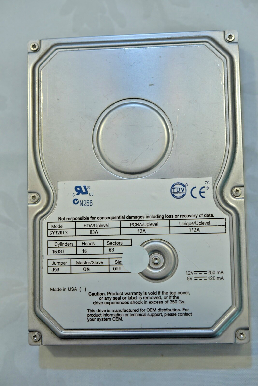 Maxtor 6Y120L3 120GB 3.5" Internal IDE Hard Drive- Tested/Working