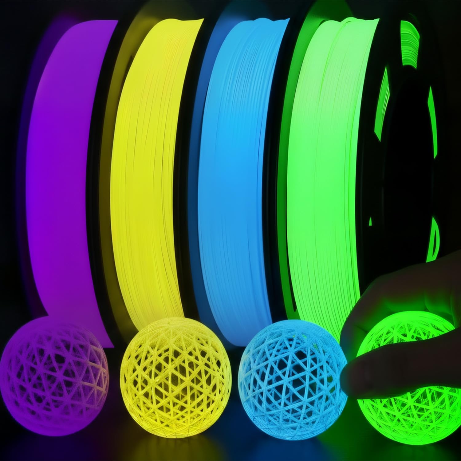 Filajoy3D Glow in The Dark TPU 95A 3D Printing Filament, 250g*4 Pack