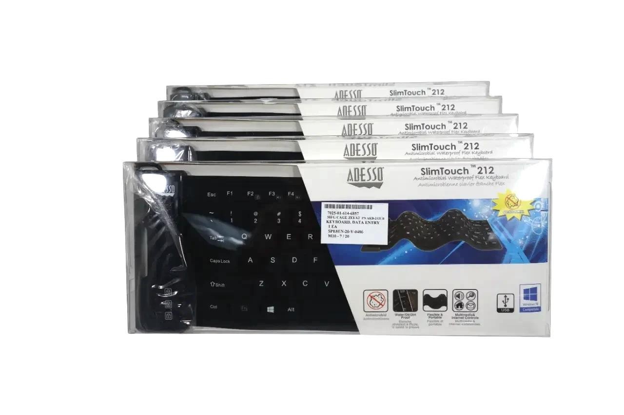 Lot of 5 Adesso Antimicrobial Waterproof Flex Keyboard AKB-212UB -free shipping