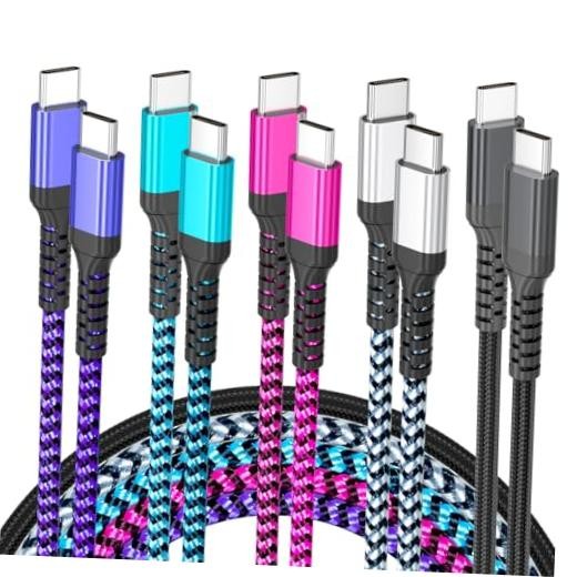 HEPU USB C to USB C Cable, 60W Fast Charging C Cord 5-Pack[3/3/3/6/6FT]