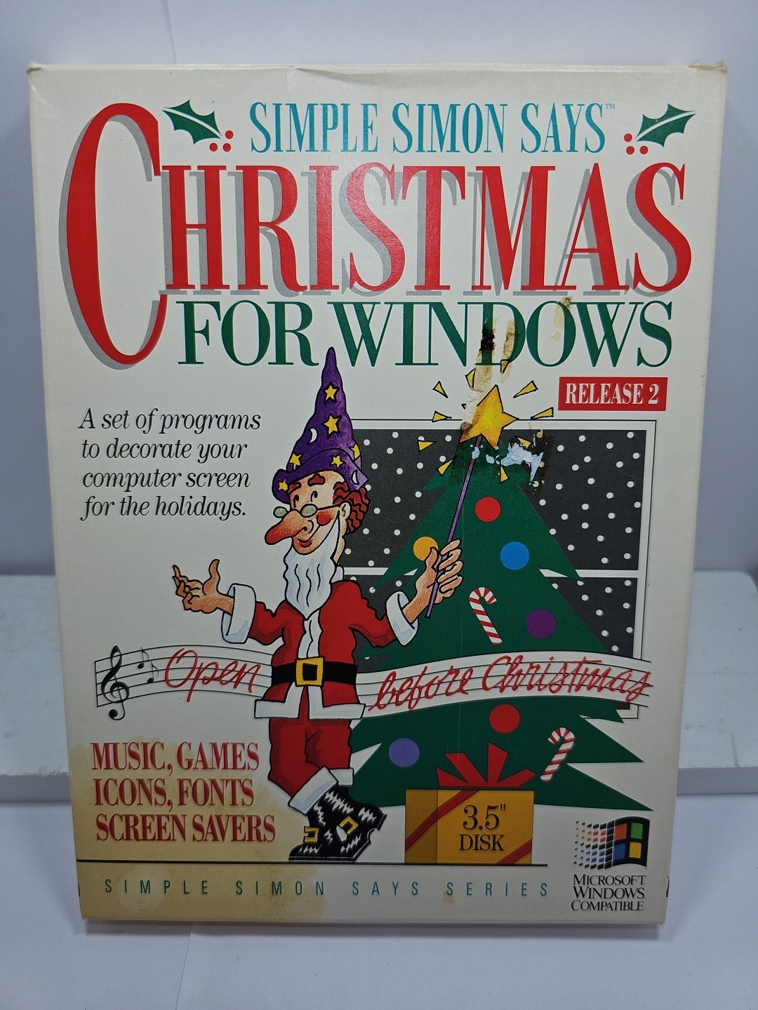 Vtg. Simple Simon Says Christmas for Windows 1994 PC Computer Program 3.5" FD