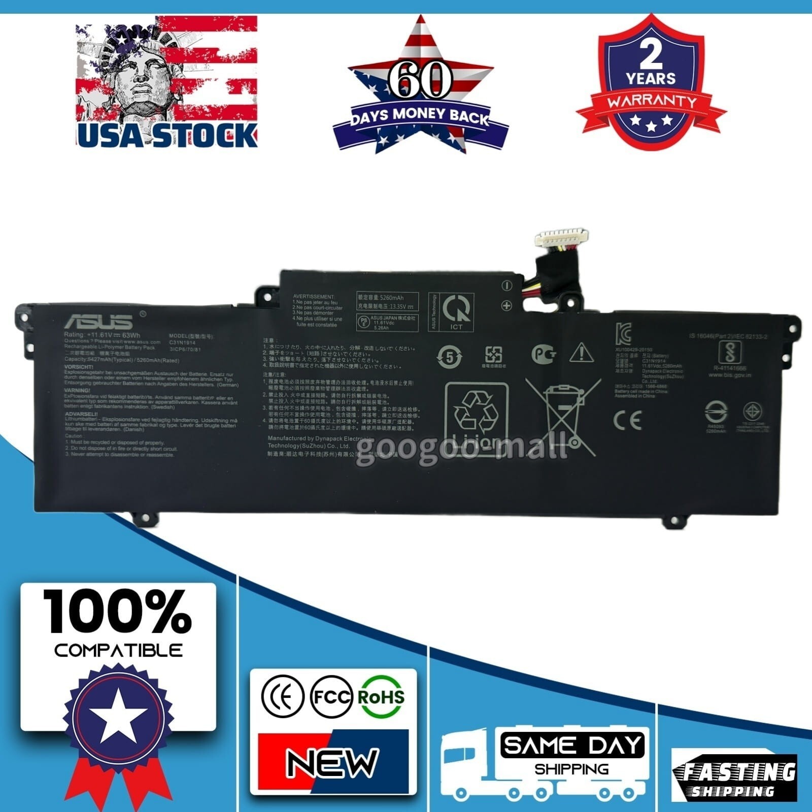 Genuine OEM C31N1914 Battery for Asus ZenBook 14 UX435EA UM425QA UX425UG UX435EG