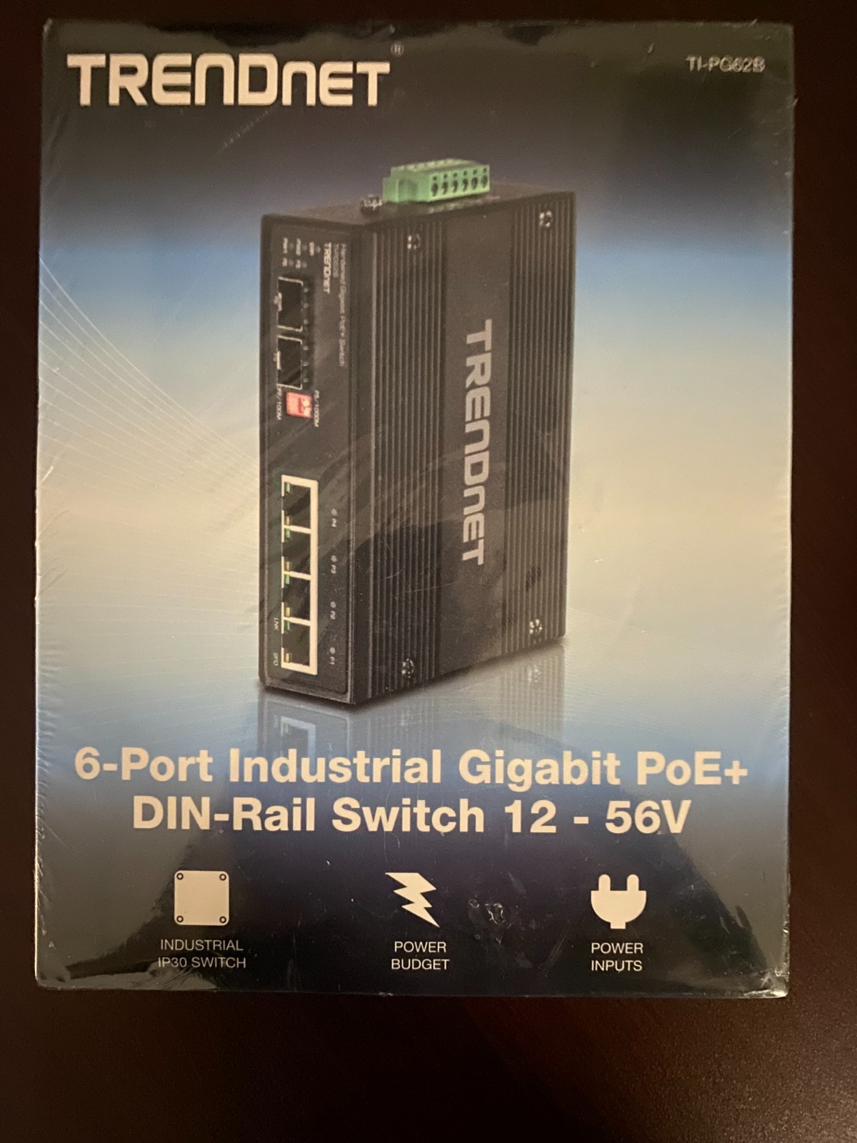 TRENDnet TI-PG62B, 6-Port Industrial Gigabit PoE+ DIN-Rail Network Switch