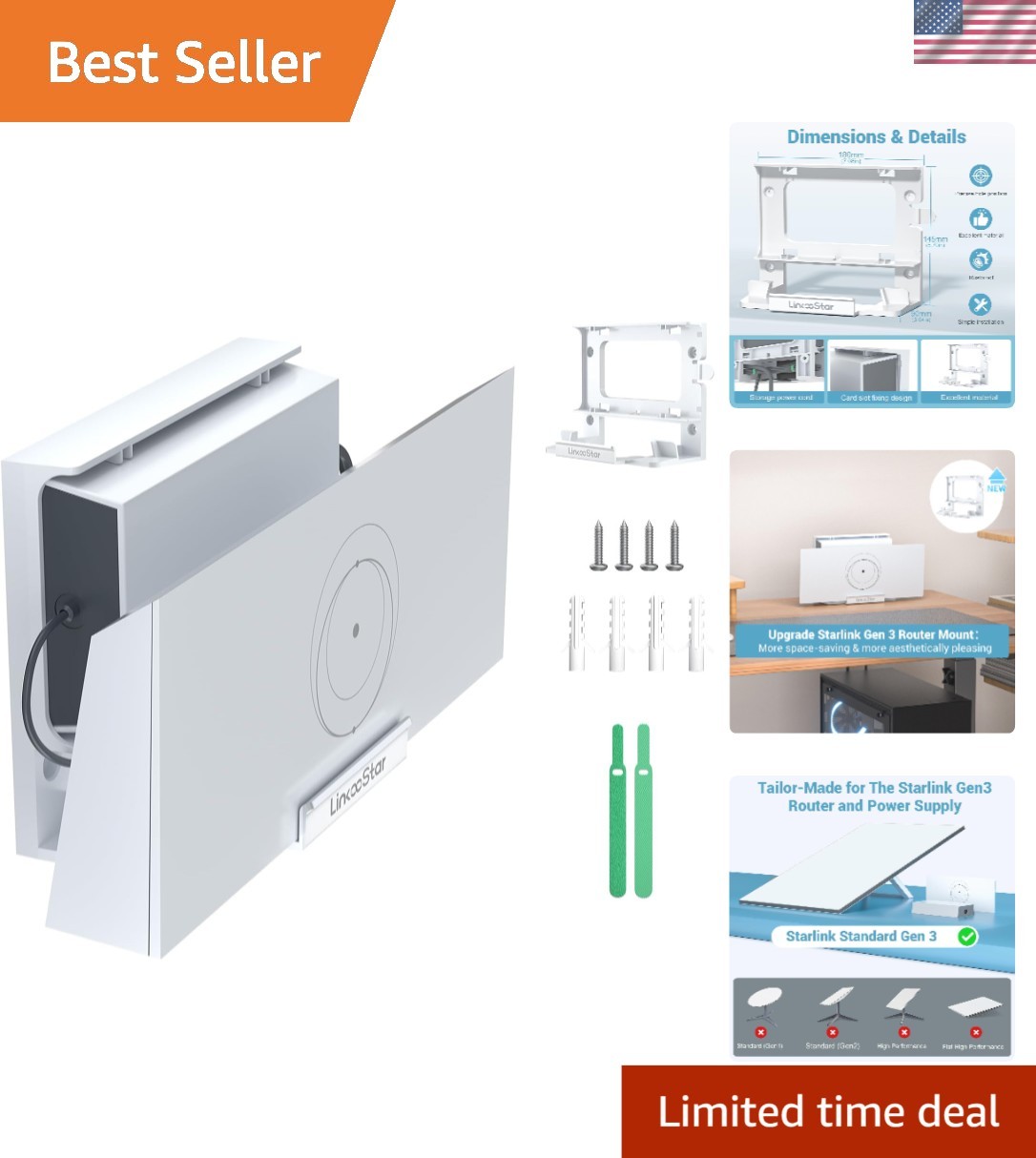 Durable Starlink Gen 3/4X Router & Power Supply Mount - Clutter-Free Design