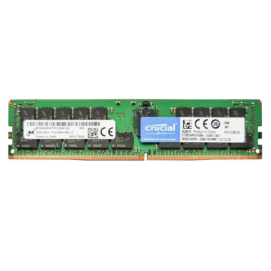 Micron Crucial 2666MHz 32GB ECC REG RAM PC4-2666V-RB2-12 DDR4 Server Memory