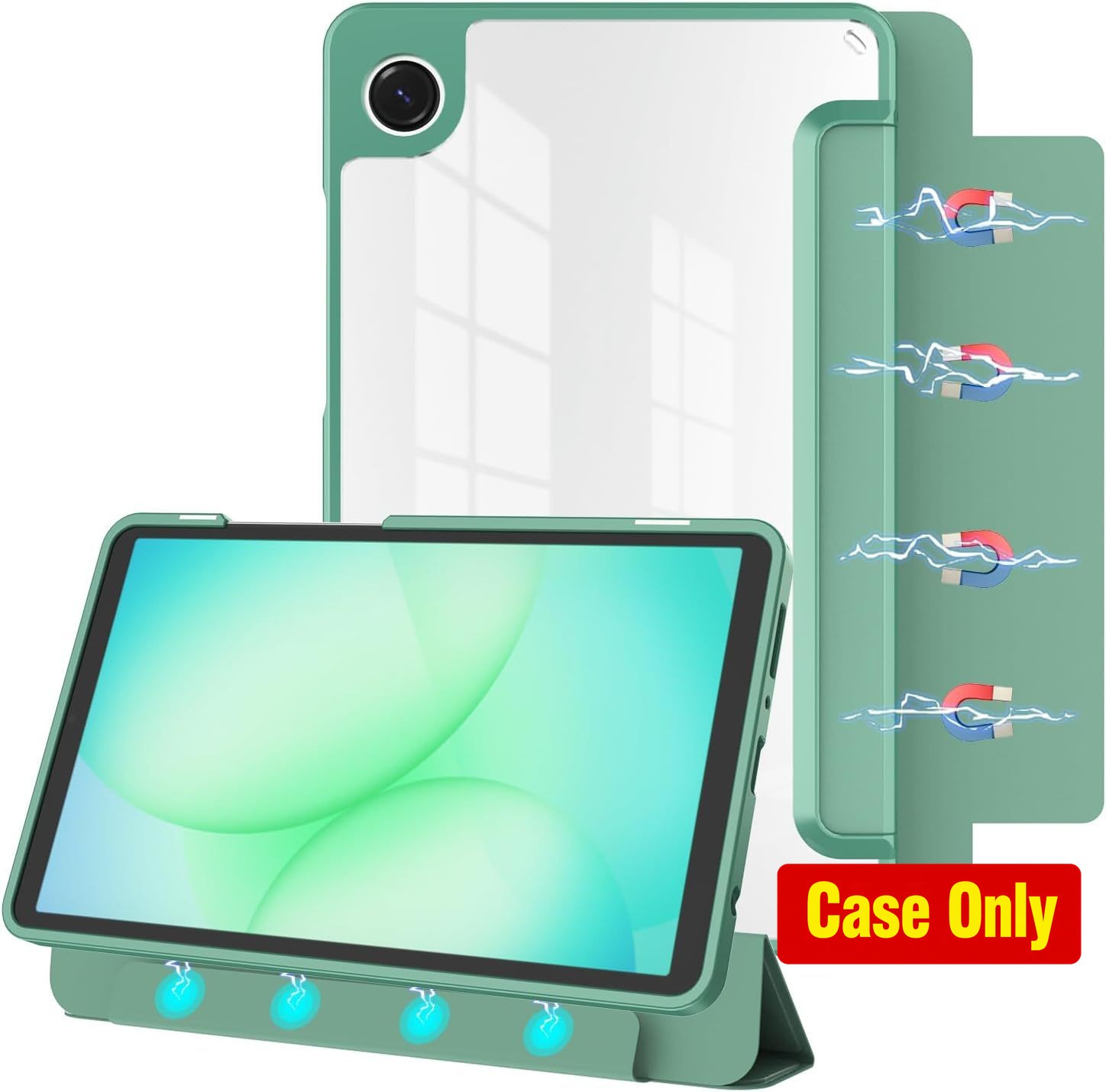 Detachable Magnetic Case for Samsung Galaxy Tab A11 8.7-Inch 2025, Clear Back