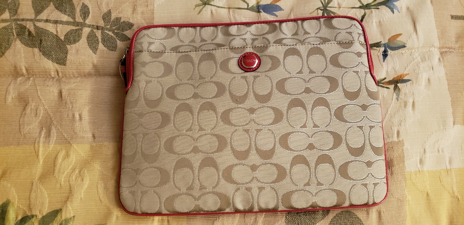 COACH Signature Tablet Case Pink Edging NWT