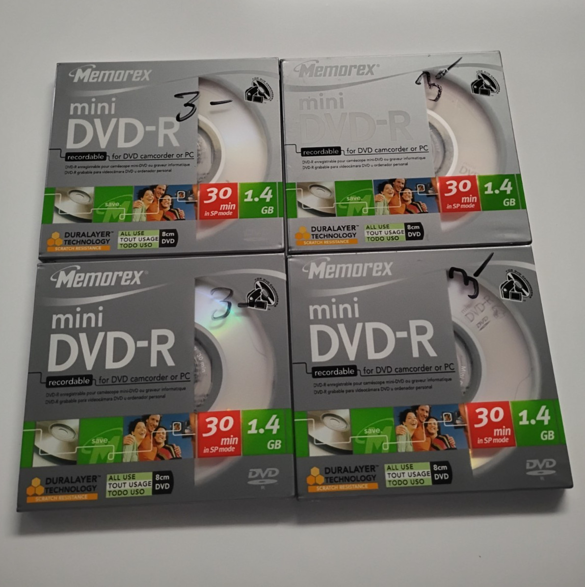 LOT (4) MEMOREX MINI DVD-R SEALED 30 MIN 1.4 GB