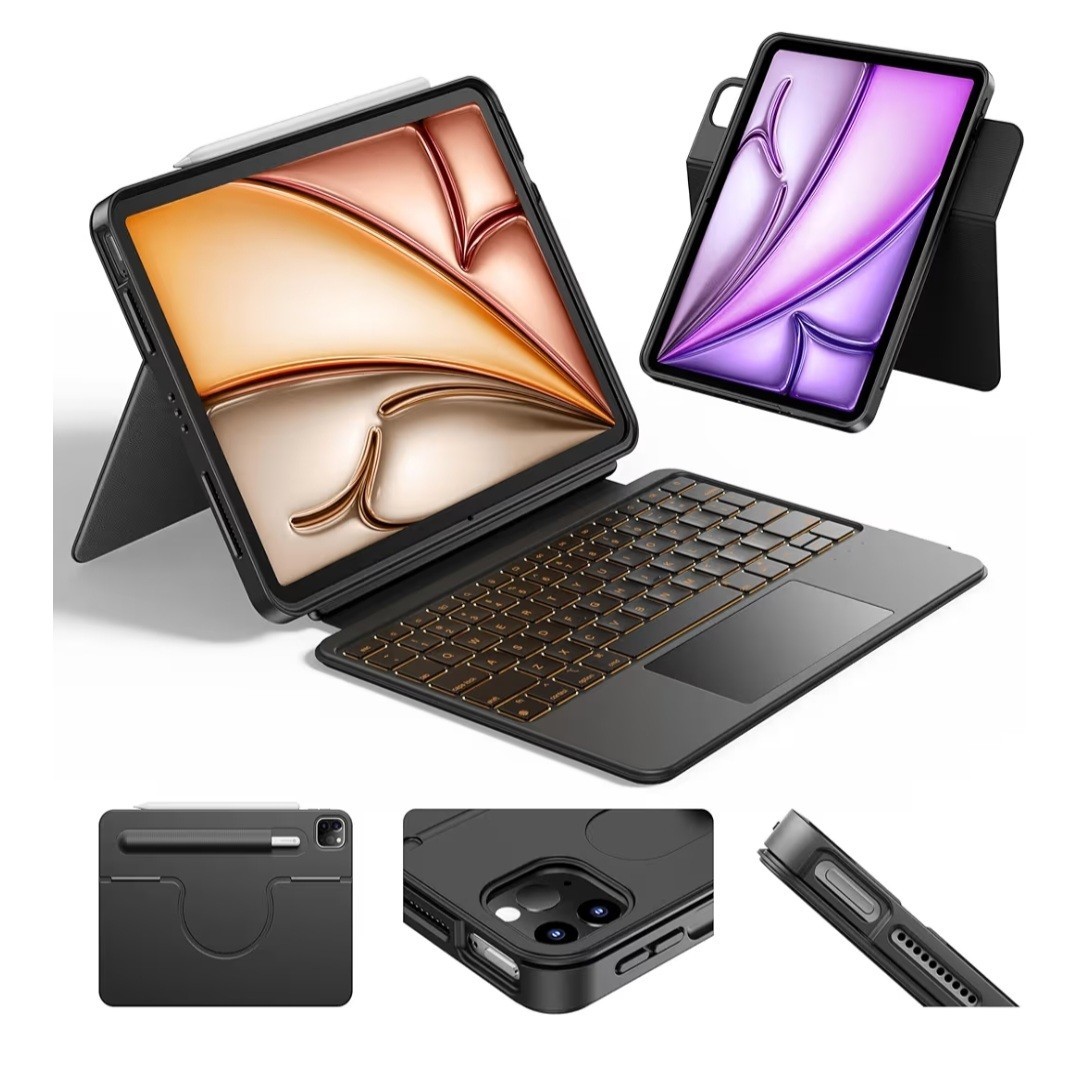 HOU iPad Air 11" Case w/ Keyboard (M3 2025, M2 2024) & iPad Pro 11" (2018-2022)
