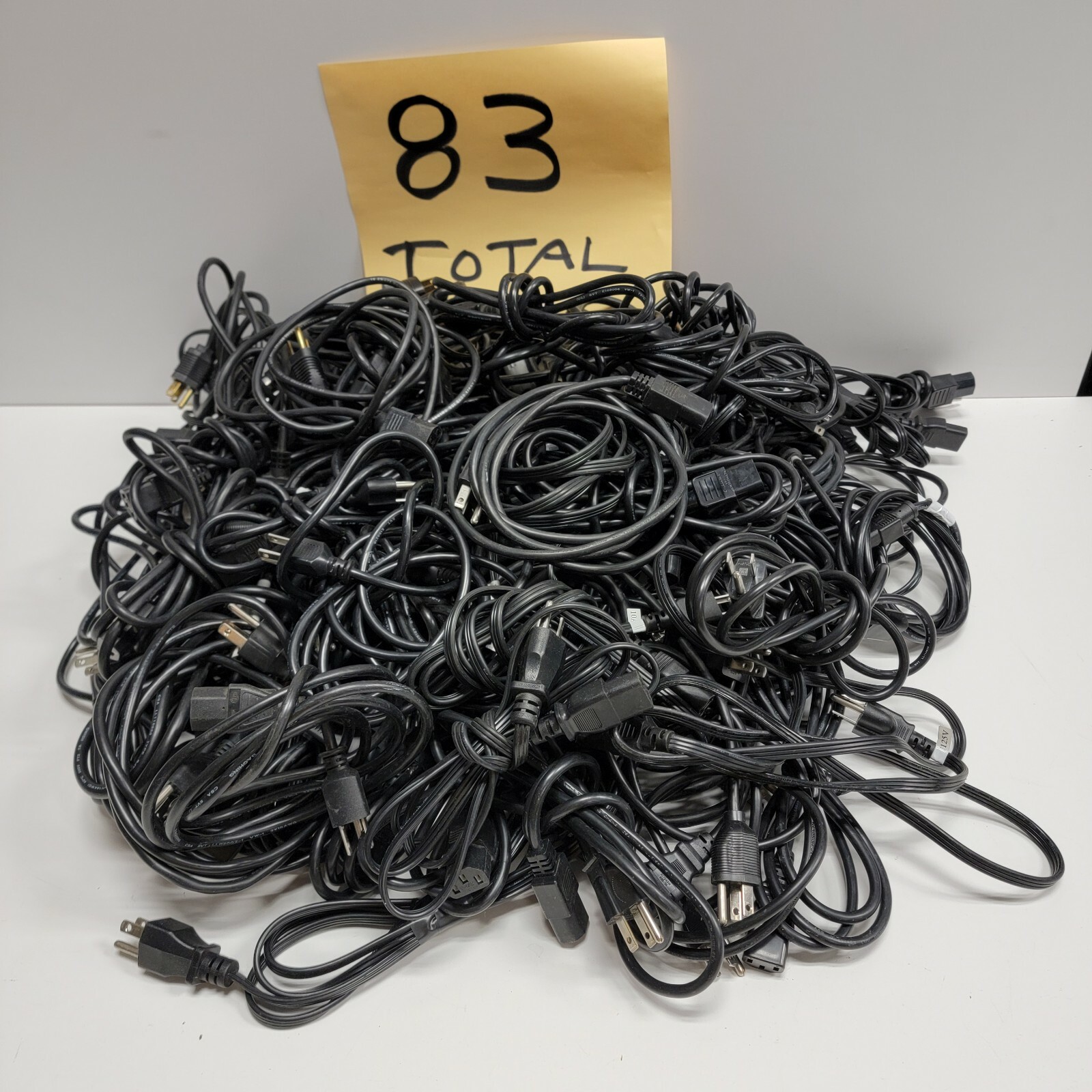 NICE LOT OF 83 - EXCELLENT Mixed Desktop Computer 3 Prong Power Cord Mostly 6FT