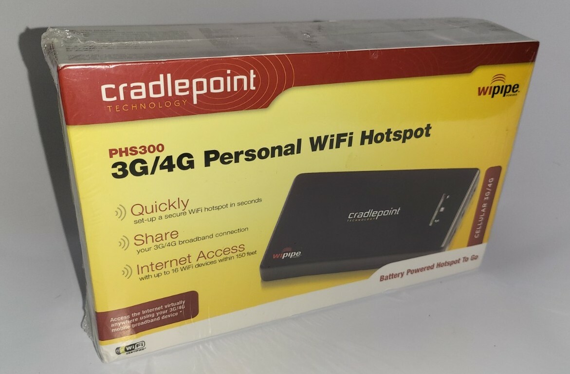 Cradlepoint PHS300 Battery Powered 3G/4G Personal WiFi Hotspot New In Box Sealed