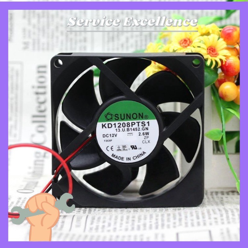 SUNON KD1208PTS1 2pcs 12V 2.6W 2Wire Cooling fan 8cm 8025 80x80x25mm 8cm 37CFM
