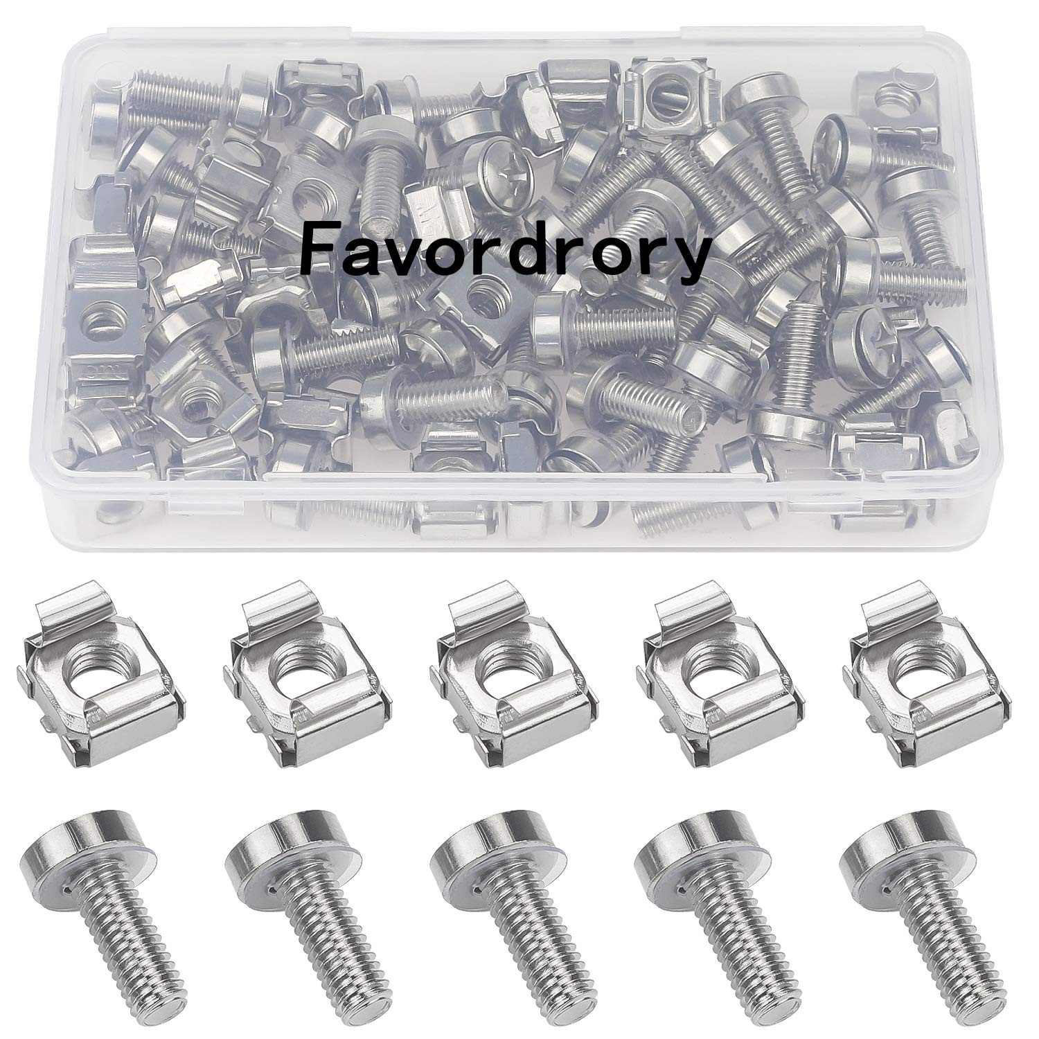 30 PCS M6x20mm Rack Mount Cage Nuts Screws Washers Server Cabinet Silver