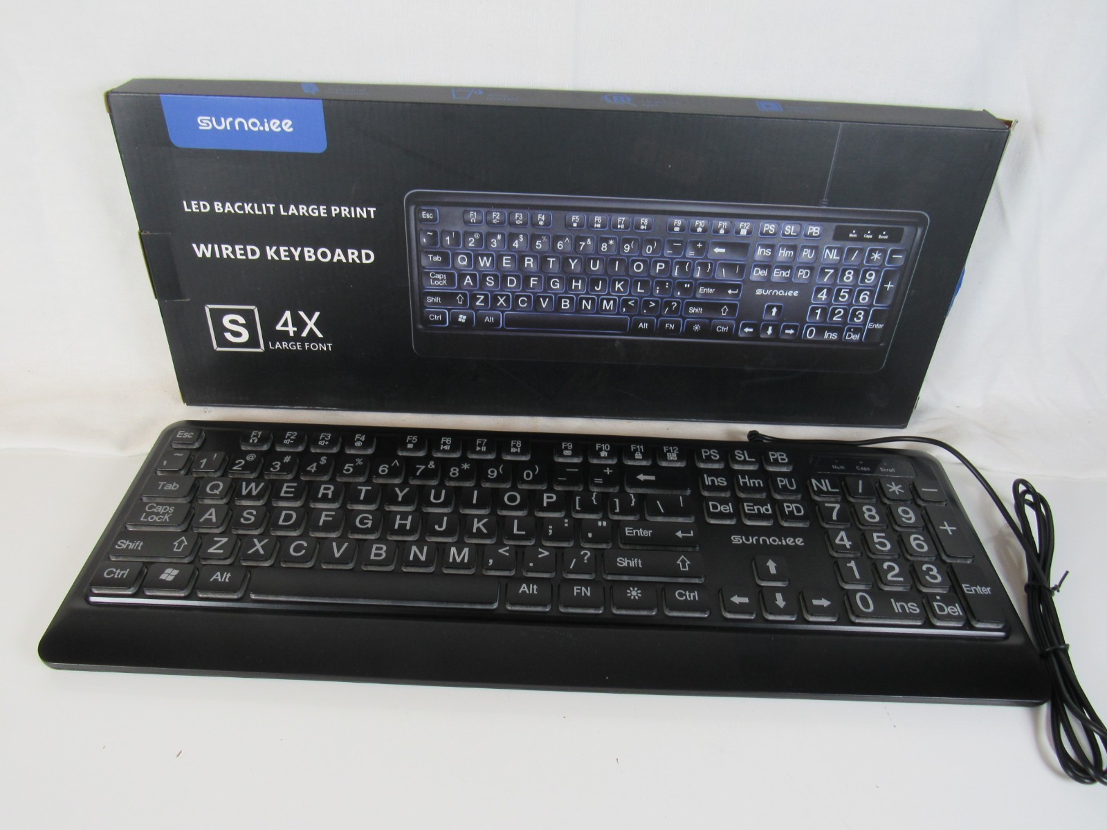 SurnQiee Large Letter Print Keyboard, 104 Keys Standard Full Size USB Wired