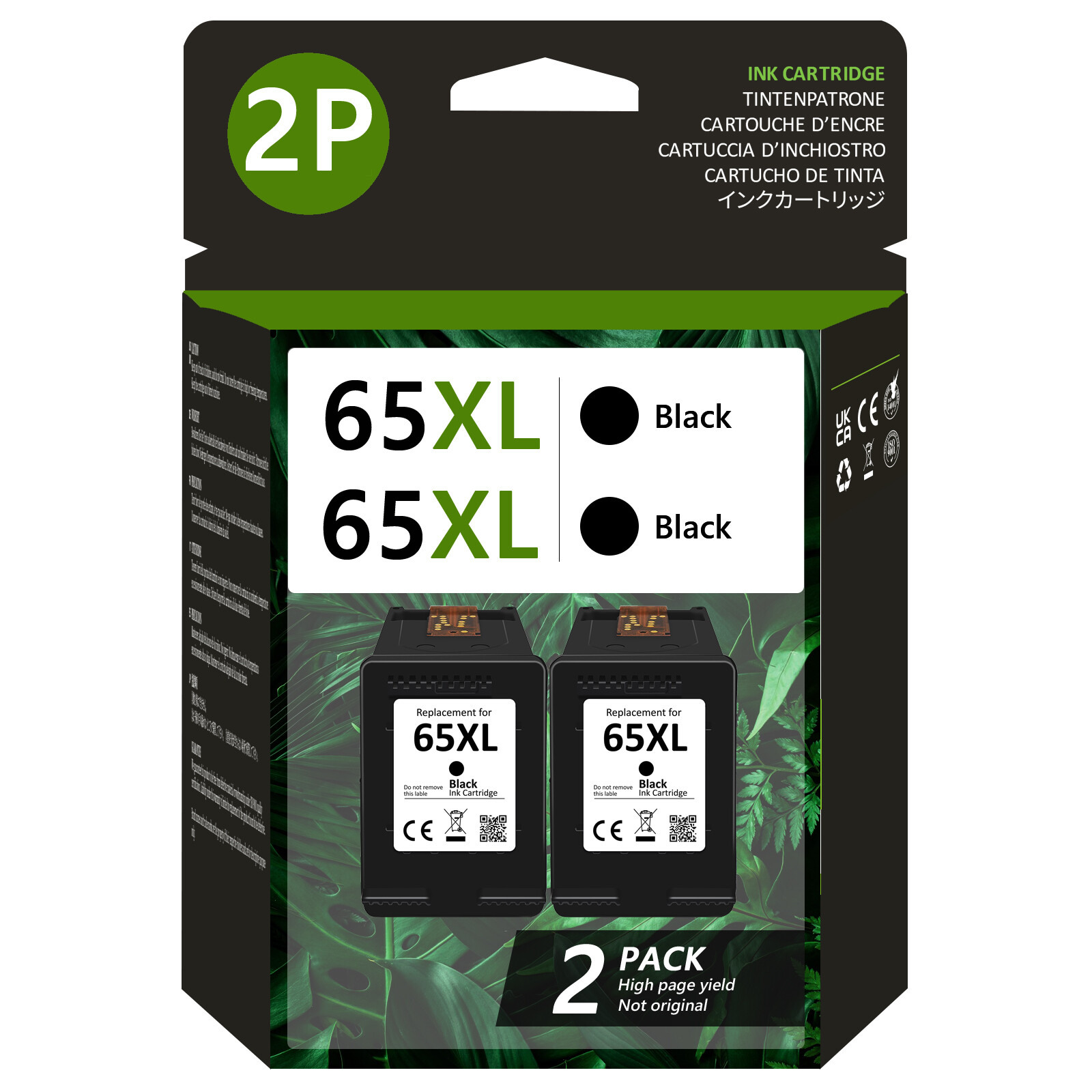 2PK 65 XL Black Ink Cartridge for HP 65 Printer ENVY 5020 5052 Deskjet 2622 2680